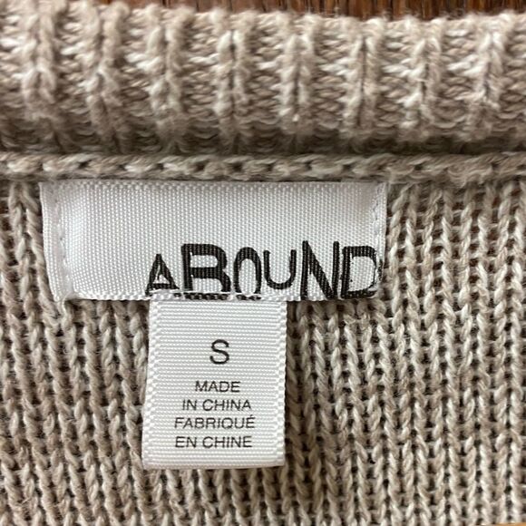 ABOUND academia professor oatmeal heather cable knit open front cardigan sweater - Picture 3 of 6